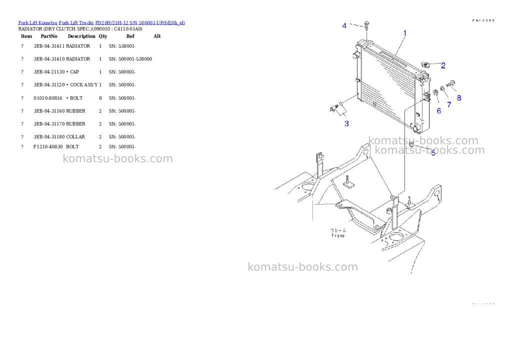 Komatsu fd20h/25h-12 s/n 500001-up Parts catalog cover Page 8 Komatsu fd20h/25h-12 s/n 500001-up Parts catalog cover Page 8