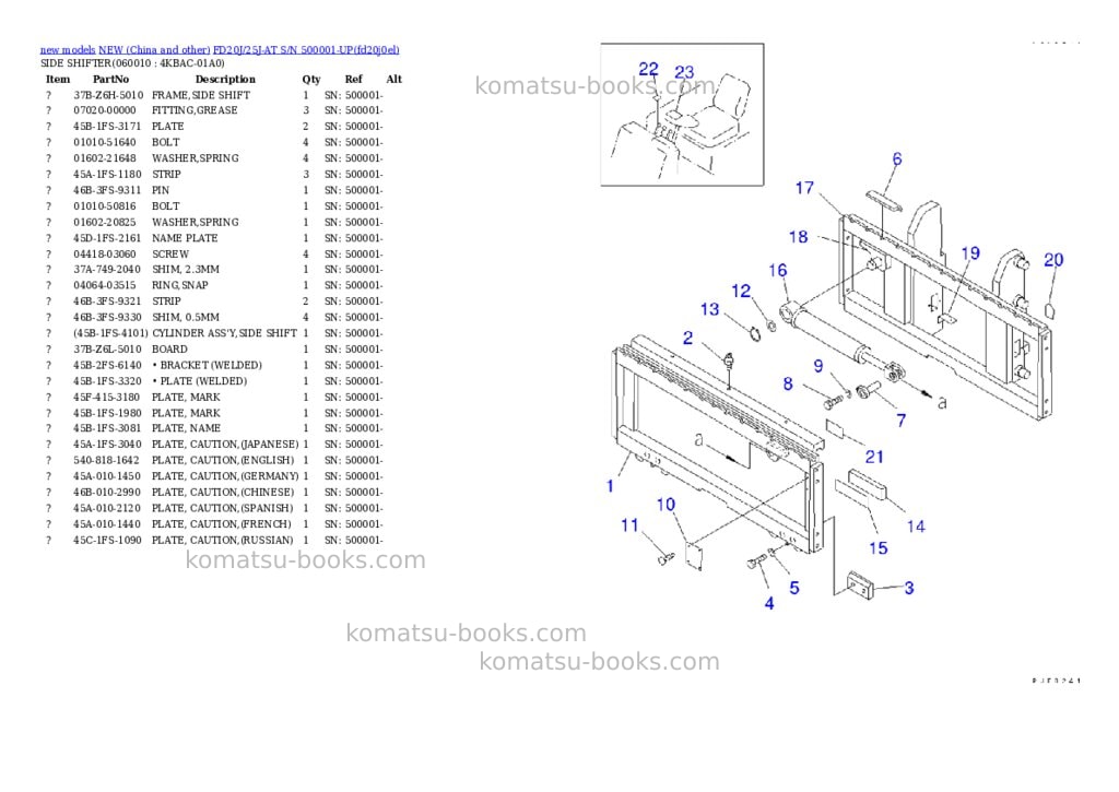 Komatsu fd20j/25j-at s/n 500001-up Parts catalog cover Page 3