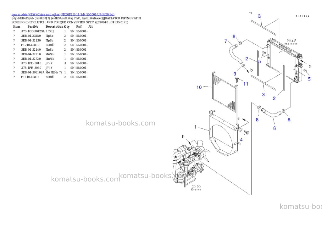 Komatsu fd20j/25j-14 s/n 550001-up Parts catalog cover Page 10