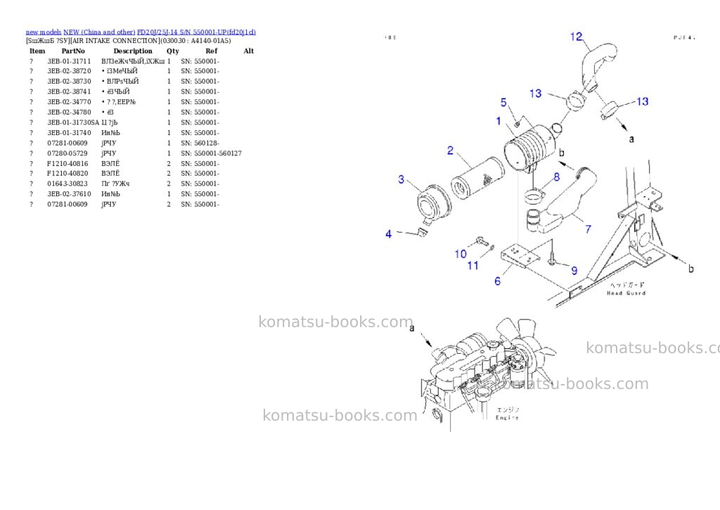 Komatsu fd20j/25j-14 s/n 550001-up Parts catalog cover Page 2