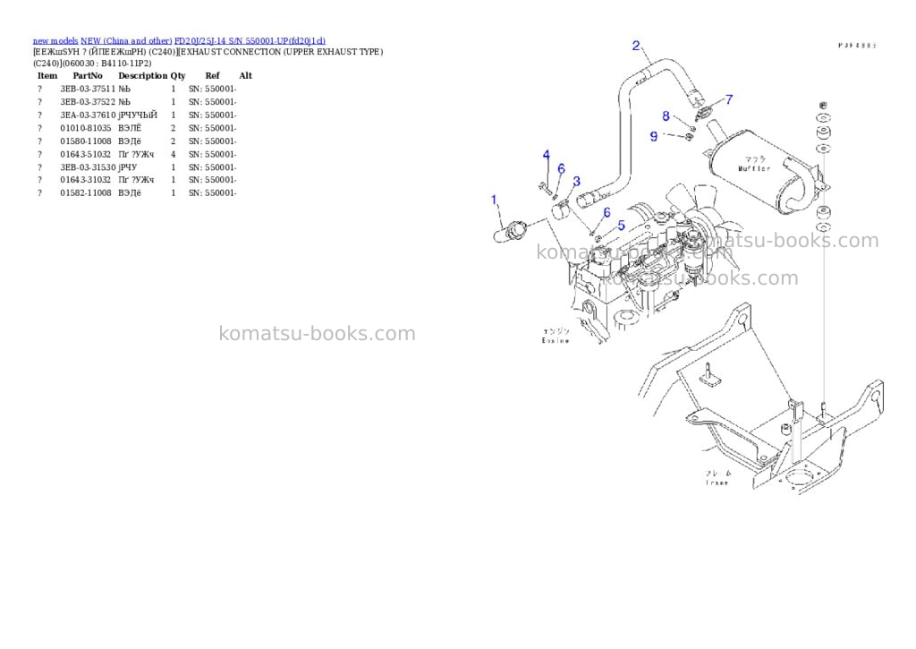 Komatsu fd20j/25j-14 s/n 550001-up Parts catalog cover Page 5