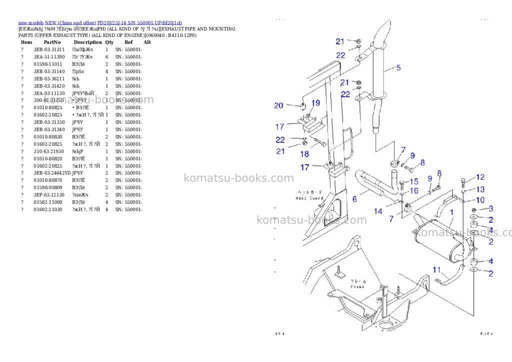 Komatsu fd20j/25j-14 s/n 550001-up Parts catalog cover Page 6