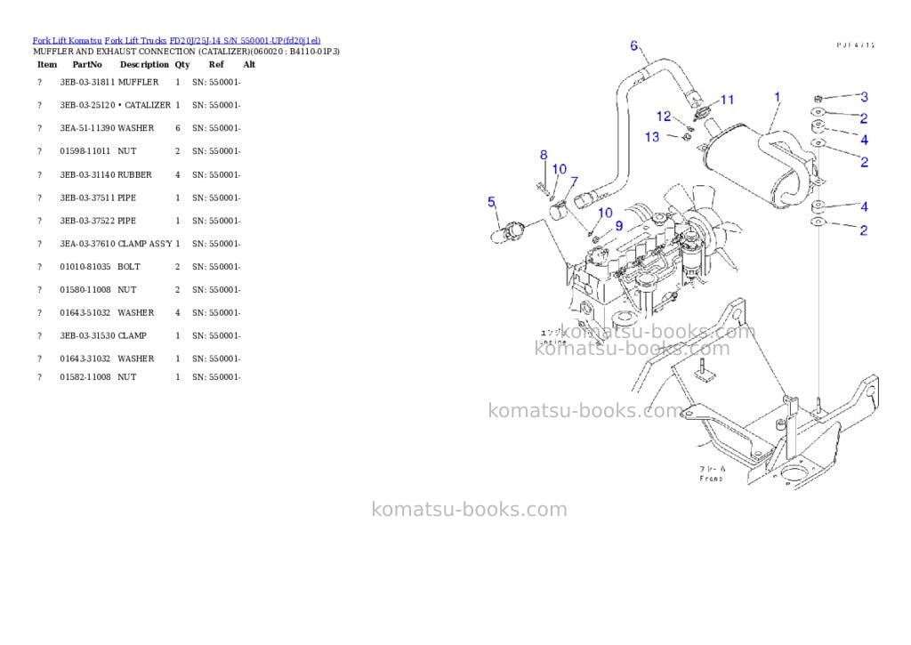 Komatsu FD20J/25J-14 S/N 550001-UP Parts catalog cover Page 4 Komatsu FD20J/25J-14 S/N 550001-UP Parts catalog cover Page 4