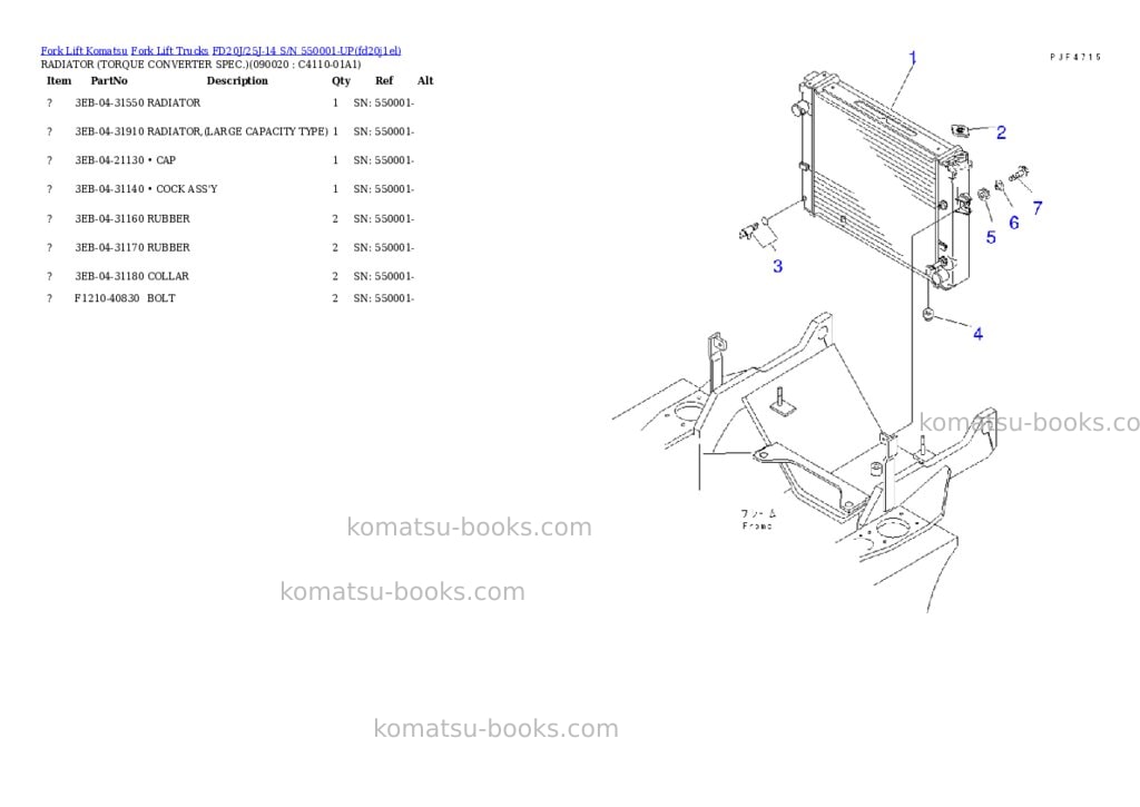 Komatsu FD20J/25J-14 S/N 550001-UP Parts catalog cover Page 8 Komatsu FD20J/25J-14 S/N 550001-UP Parts catalog cover Page 8