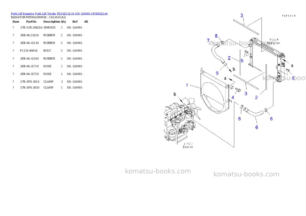 Komatsu FD20J/25J-14 S/N 550001-UP Parts catalog cover Page 9 Komatsu FD20J/25J-14 S/N 550001-UP Parts catalog cover Page 9