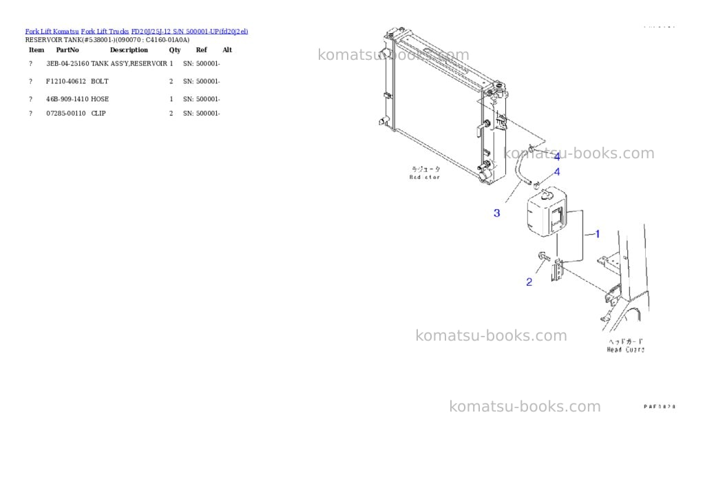 Komatsu fd20j/25j-12 s/n 500001-up Parts catalog cover Page 10 Komatsu fd20j/25j-12 s/n 500001-up Parts catalog cover Page 10