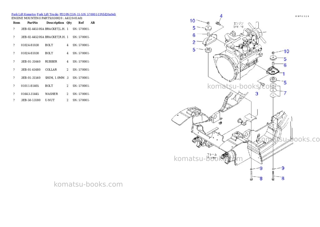 Komatsu fd20n/25n-15 s/n 570001-up Parts catalog cover