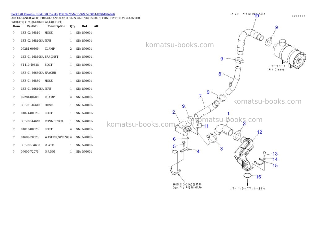 Komatsu fd20n/25n-15 s/n 570001-up Parts catalog cover Page 5