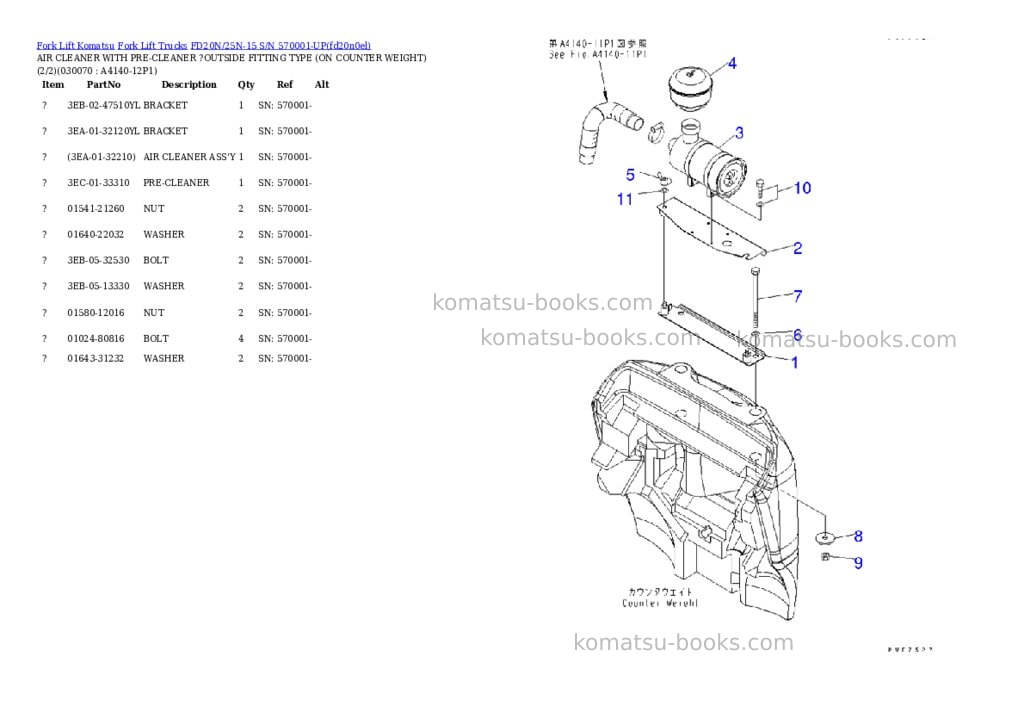 Komatsu fd20n/25n-15 s/n 570001-up Parts catalog cover Page 6