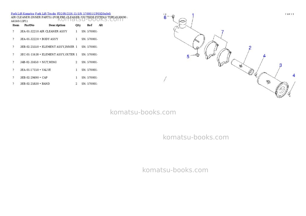 Komatsu fd20n/25n-15 s/n 570001-up Parts catalog cover Page 8
