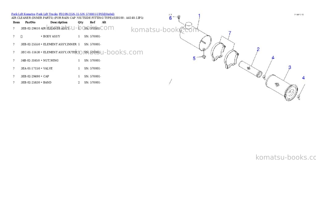 Komatsu fd20n/25n-15 s/n 570001-up Parts catalog cover Page 9