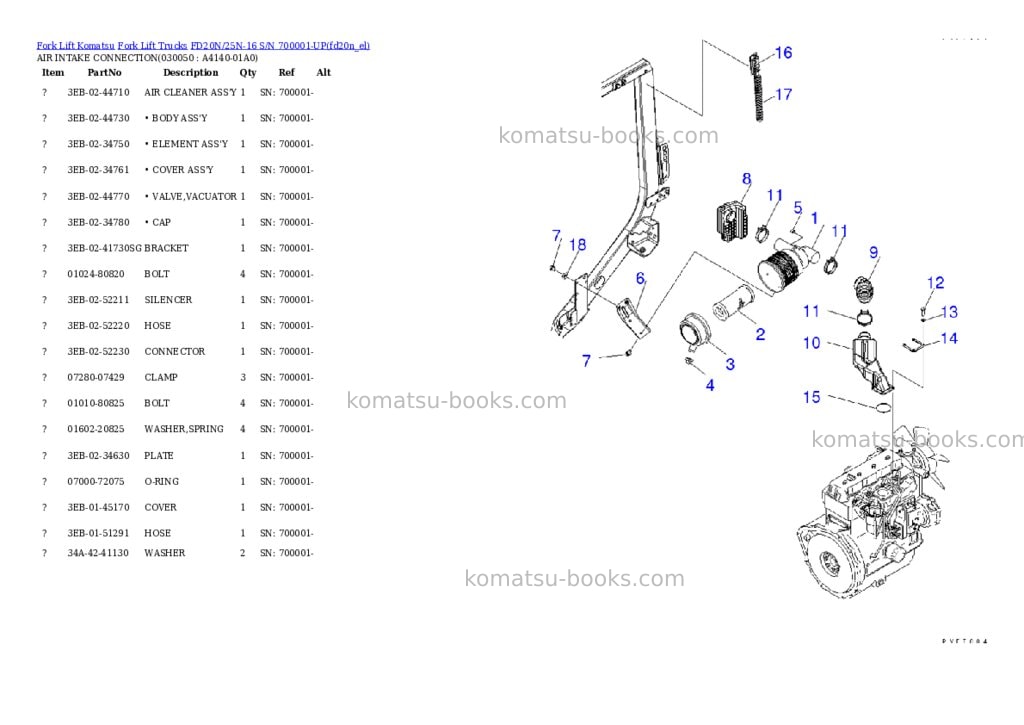 Komatsu FD20N/25N-16 S/N 700001-UP Parts catalog cover Page 4