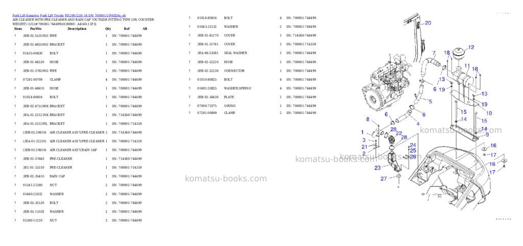 Komatsu FD20N/25N-16 S/N 700001-UP Parts catalog cover Page 7