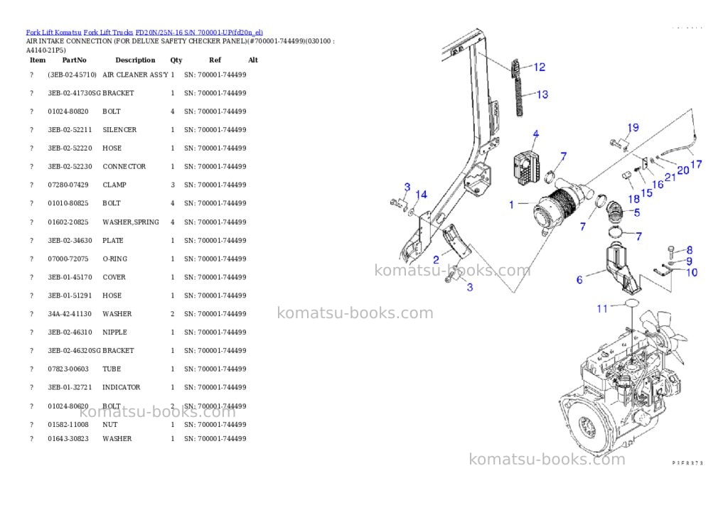 Komatsu FD20N/25N-16 S/N 700001-UP Parts catalog cover Page 9