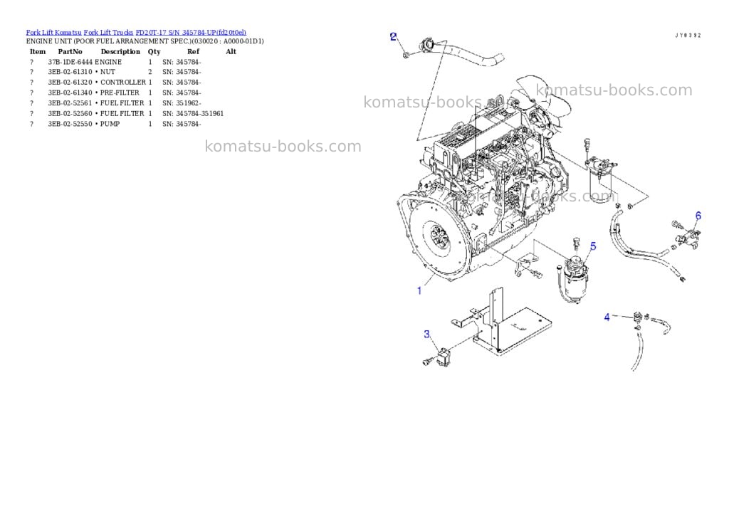 Komatsu FD20T-17 S/N 345784-UP Parts catalog cover