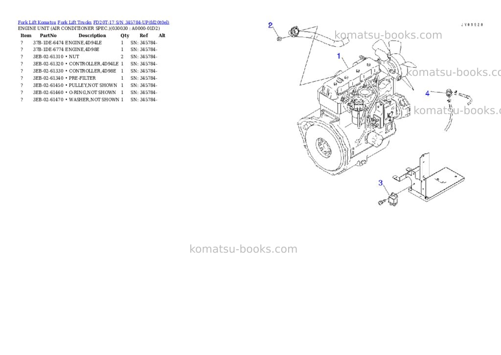 Komatsu FD20T-17 S/N 345784-UP Parts catalog cover Page 2