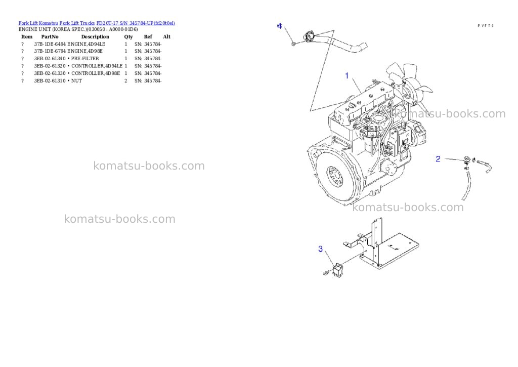 Komatsu FD20T-17 S/N 345784-UP Parts catalog cover Page 4