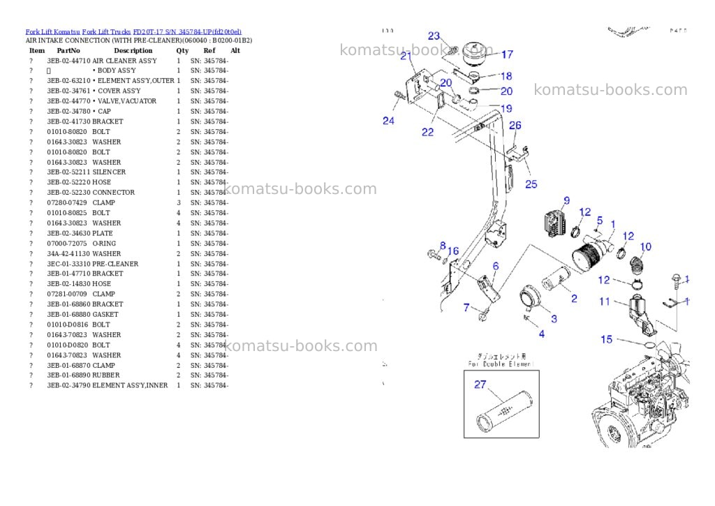 Komatsu FD20T-17 S/N 345784-UP Parts catalog cover Page 8