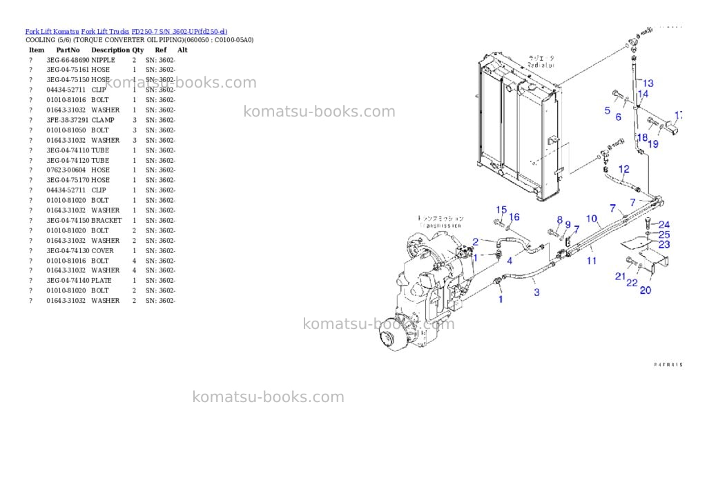 Komatsu FD250-7 S/N 3602-UP Parts catalog cover Page 10