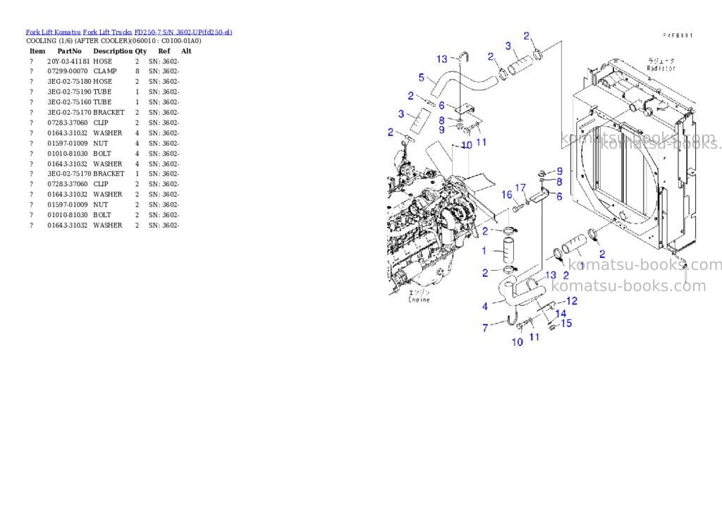 Komatsu FD250-7 S/N 3602-UP Parts catalog cover Page 6