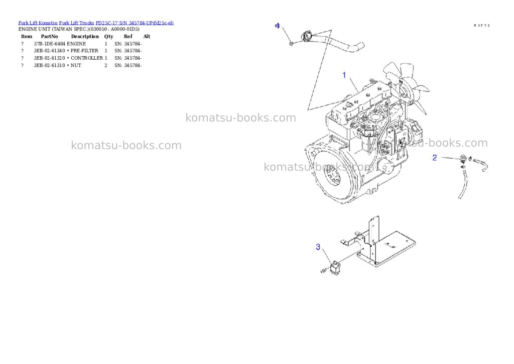 Komatsu FD25C-17 S/N 345784-UP Parts catalog cover Page 4 Komatsu FD25C-17 S/N 345784-UP Parts catalog cover Page 4