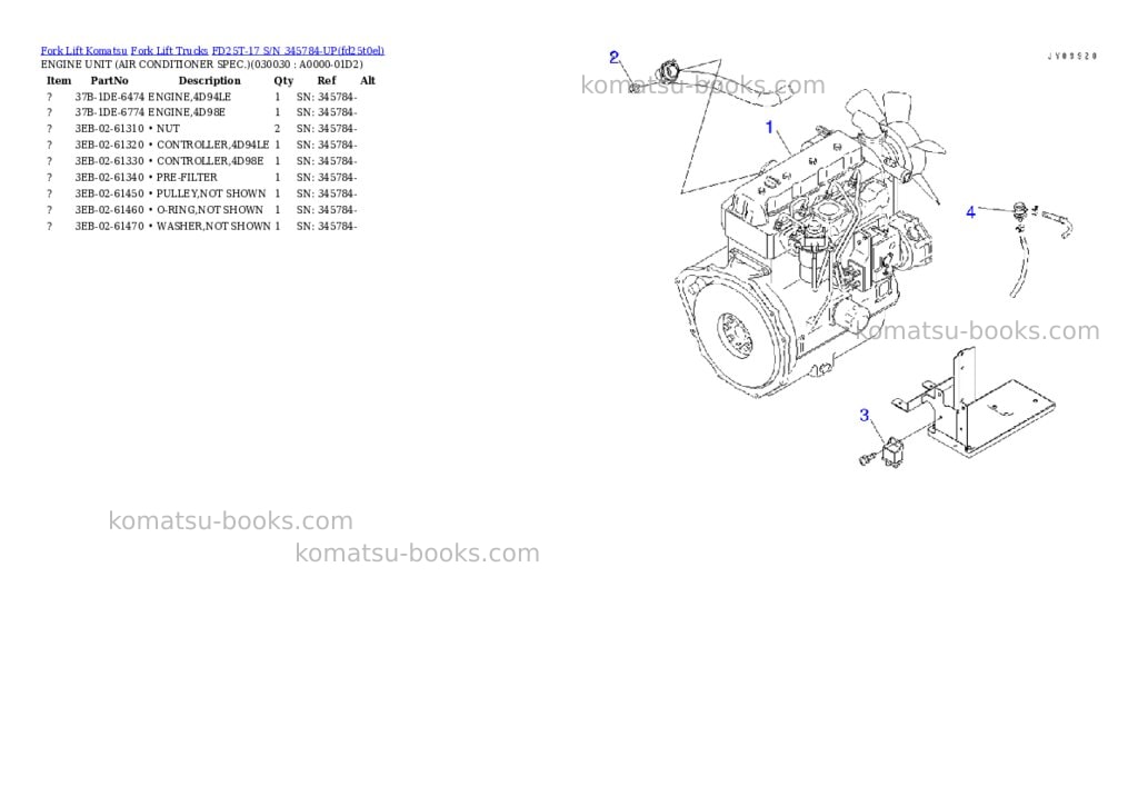Komatsu FD25T-17 S/N 345784-UP Parts catalog cover Page 2