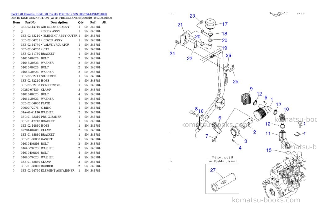 Komatsu FD25T-17 S/N 345784-UP Parts catalog cover Page 8