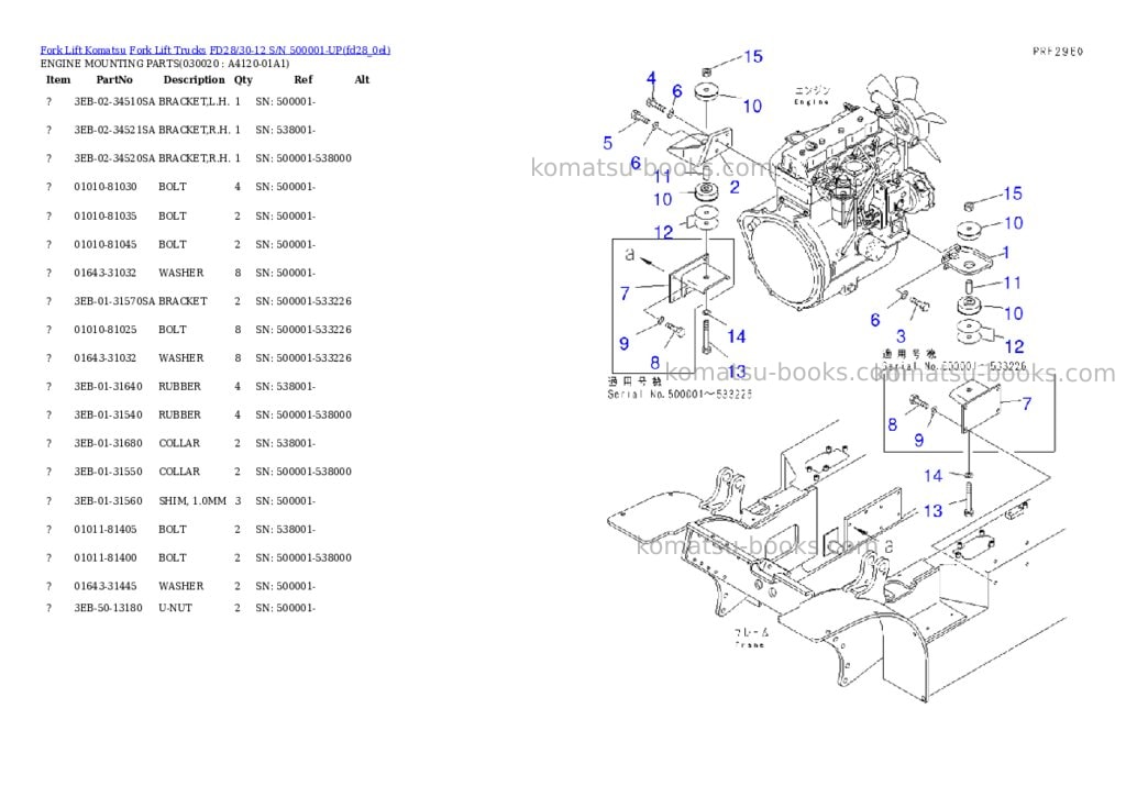 Komatsu fd28-11 s/n 330001-up Parts catalog cover Komatsu fd28-11 s/n 330001-up Parts catalog cover
