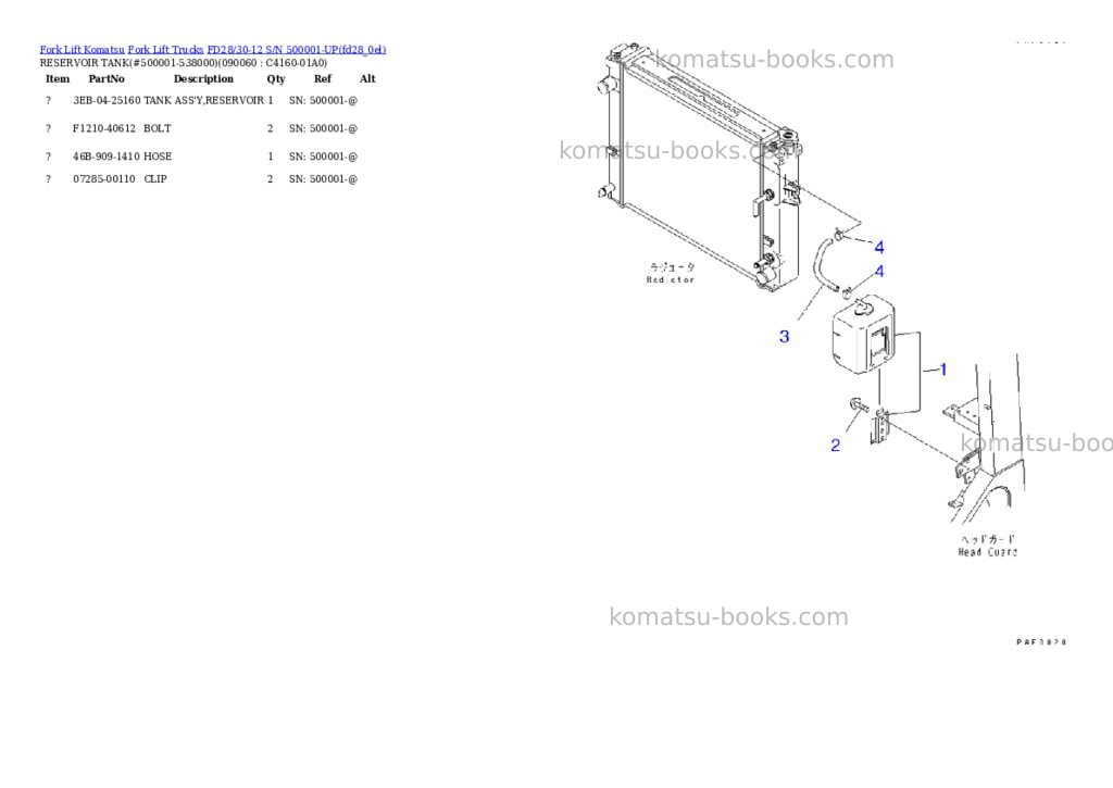 Komatsu fd28-11 s/n 330001-up Parts catalog cover Page 10 Komatsu fd28-11 s/n 330001-up Parts catalog cover Page 10