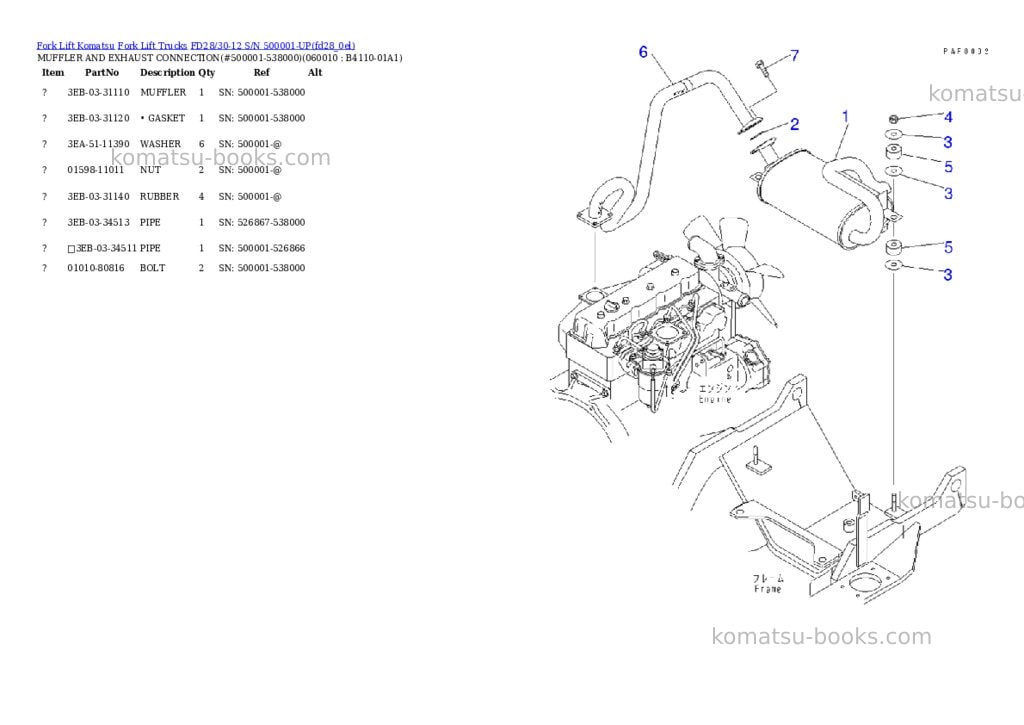 Komatsu fd28-11 s/n 330001-up Parts catalog cover Page 3 Komatsu fd28-11 s/n 330001-up Parts catalog cover Page 3