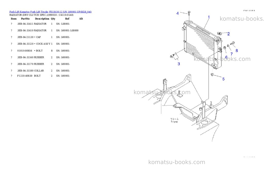 Komatsu fd28-11 s/n 330001-up Parts catalog cover Page 5 Komatsu fd28-11 s/n 330001-up Parts catalog cover Page 5