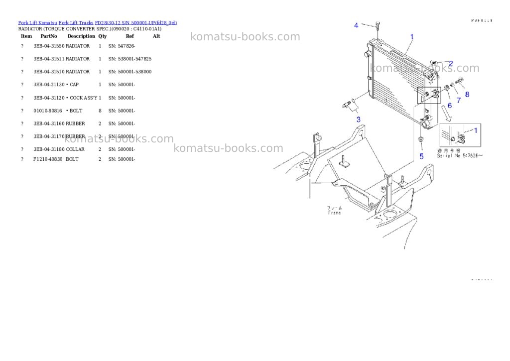 Komatsu fd28-11 s/n 330001-up Parts catalog cover Page 6 Komatsu fd28-11 s/n 330001-up Parts catalog cover Page 6