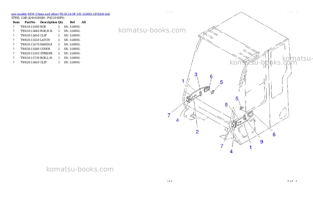 Komatsu fd30-14-op s/n 550001-up Parts catalog cover Page 3