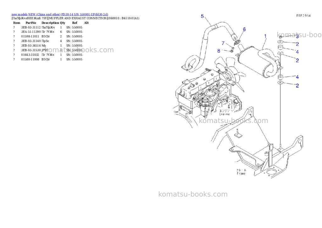 Komatsu fd30-14 s/n 550001-up Parts catalog cover Page 3 Komatsu fd30-14 s/n 550001-up Parts catalog cover Page 3