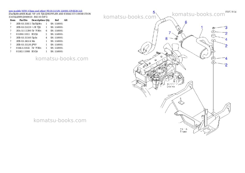 Komatsu fd30-14 s/n 550001-up Parts catalog cover Page 4 Komatsu fd30-14 s/n 550001-up Parts catalog cover Page 4