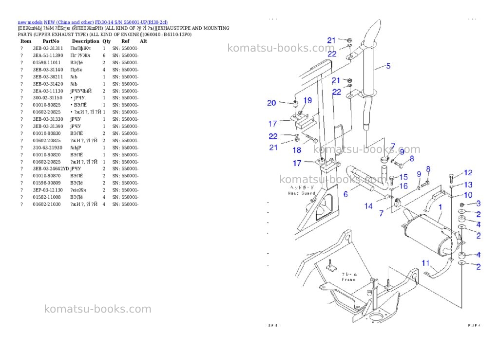 Komatsu fd30-14 s/n 550001-up Parts catalog cover Page 6 Komatsu fd30-14 s/n 550001-up Parts catalog cover Page 6