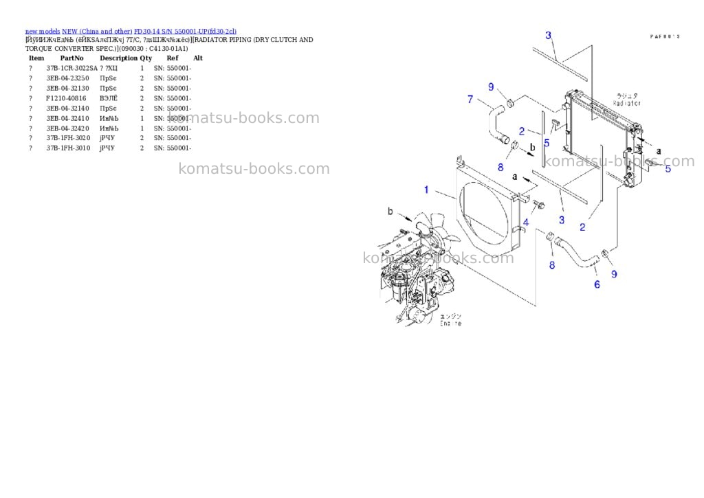 Komatsu fd30-14 s/n 550001-up Parts catalog cover Page 9 Komatsu fd30-14 s/n 550001-up Parts catalog cover Page 9