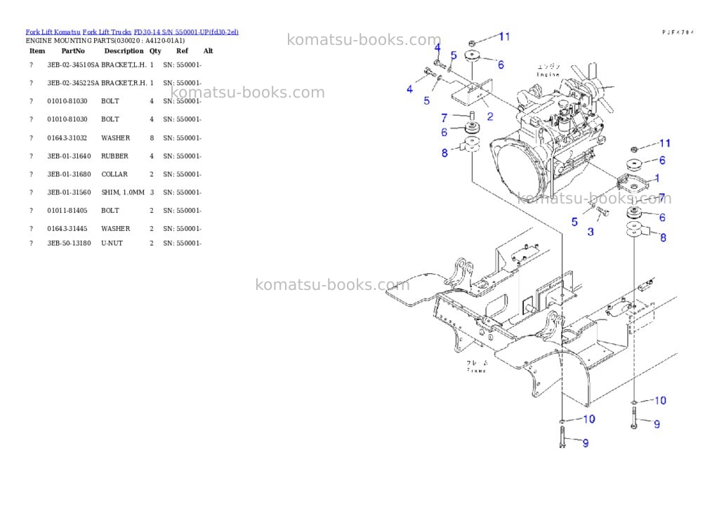 Komatsu FD30-14 S/N 550001-UP Parts catalog cover Komatsu FD30-14 S/N 550001-UP Parts catalog cover