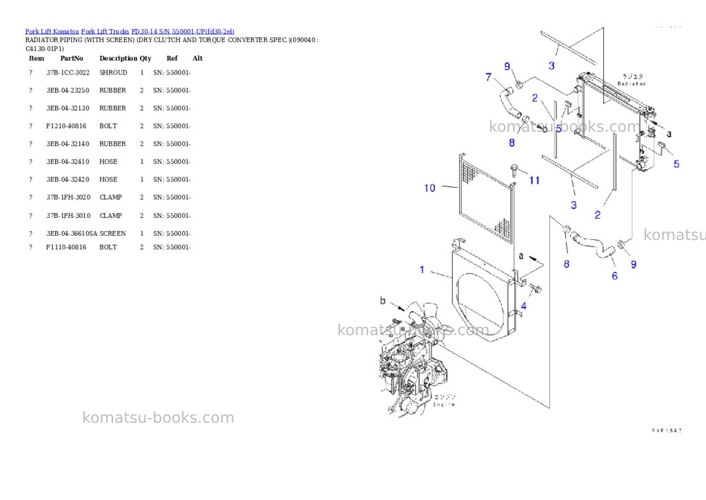 Komatsu FD30-14 S/N 550001-UP Parts catalog cover Page 10 Komatsu FD30-14 S/N 550001-UP Parts catalog cover Page 10