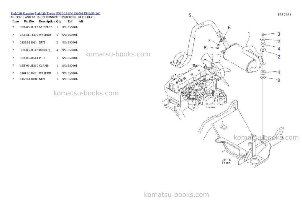 Komatsu FD30-14 S/N 550001-UP Parts catalog cover Page 3 Komatsu FD30-14 S/N 550001-UP Parts catalog cover Page 3