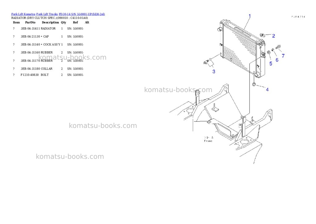 Komatsu FD30-14 S/N 550001-UP Parts catalog cover Page 7 Komatsu FD30-14 S/N 550001-UP Parts catalog cover Page 7