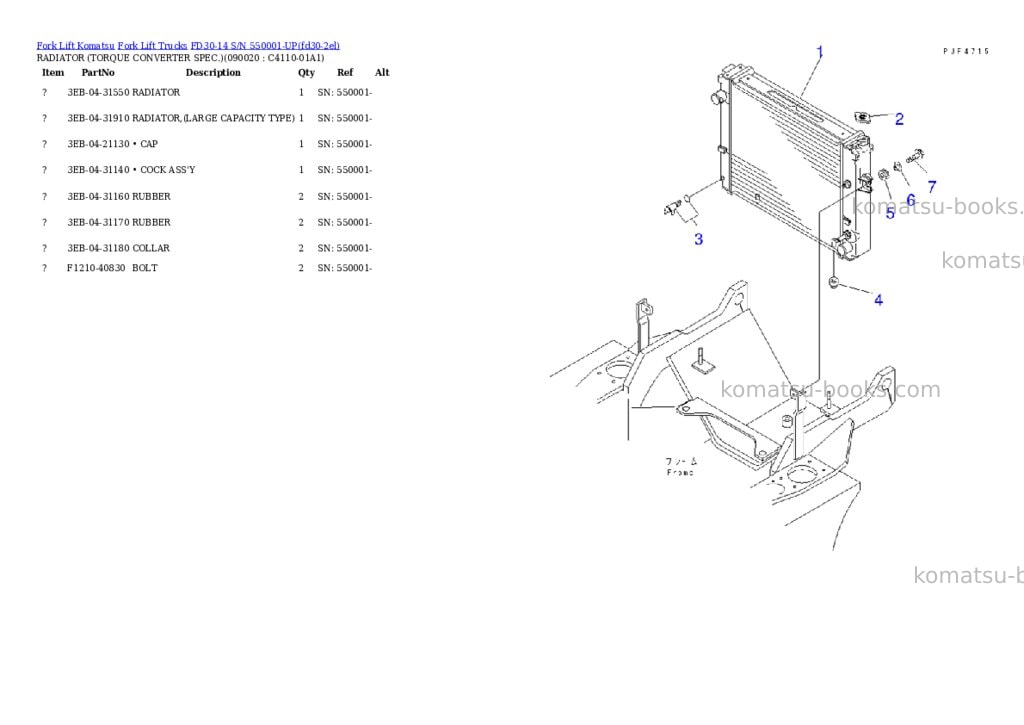 Komatsu FD30-14 S/N 550001-UP Parts catalog cover Page 8 Komatsu FD30-14 S/N 550001-UP Parts catalog cover Page 8