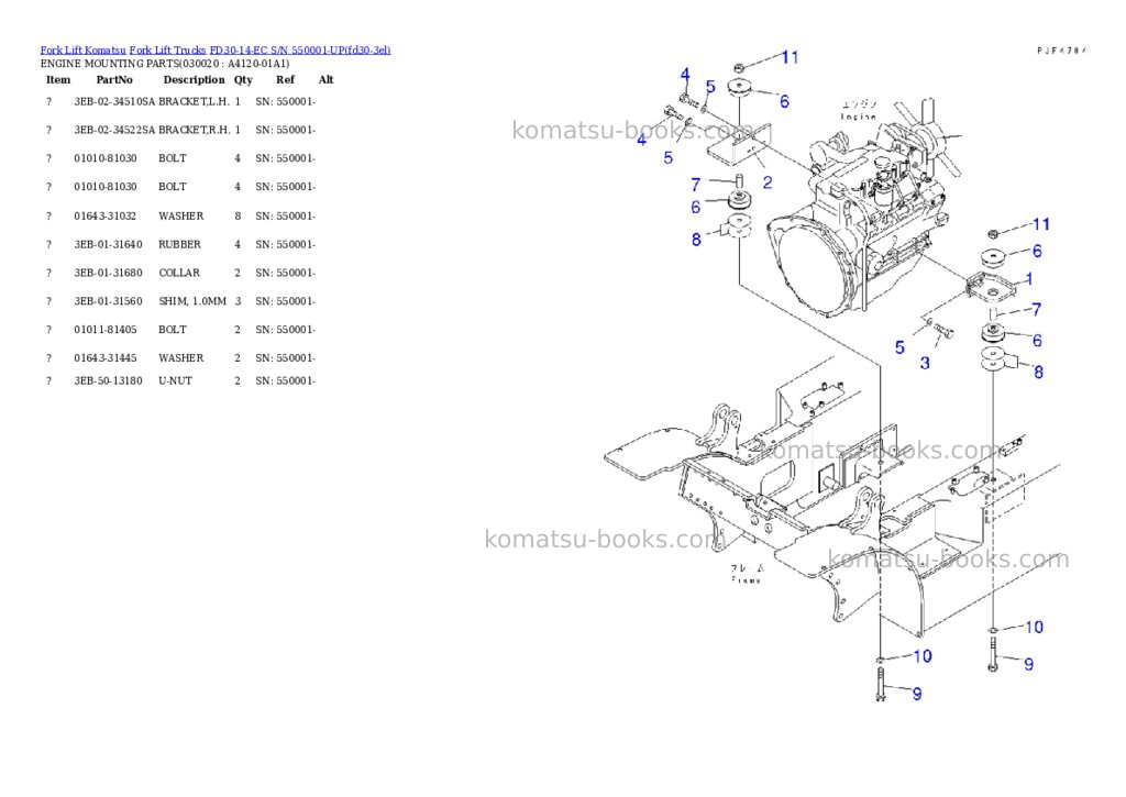Komatsu FD30-14-EC S/N 550001-UP Parts catalog cover Komatsu FD30-14-EC S/N 550001-UP Parts catalog cover