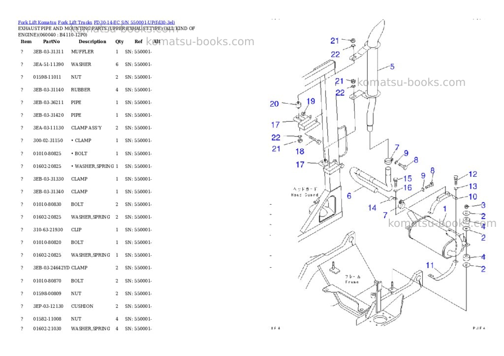 Komatsu FD30-14-EC S/N 550001-UP Parts catalog cover Page 6 Komatsu FD30-14-EC S/N 550001-UP Parts catalog cover Page 6