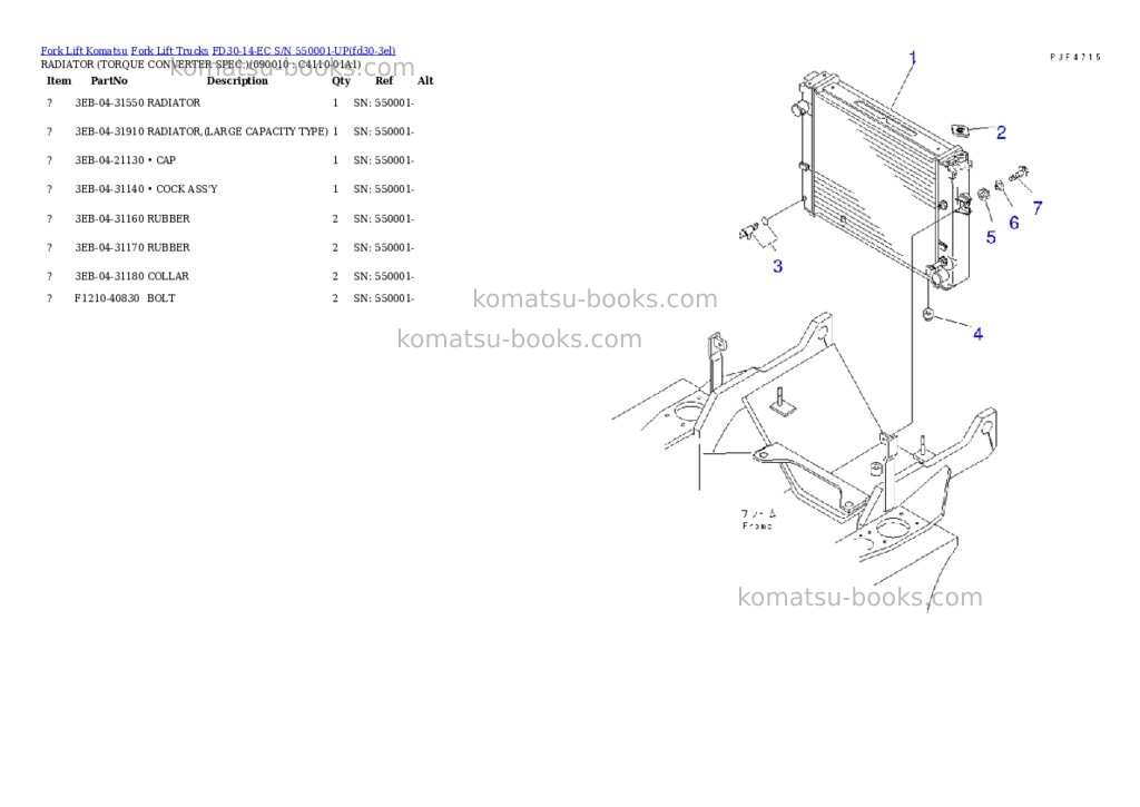 Komatsu FD30-14-EC S/N 550001-UP Parts catalog cover Page 7 Komatsu FD30-14-EC S/N 550001-UP Parts catalog cover Page 7