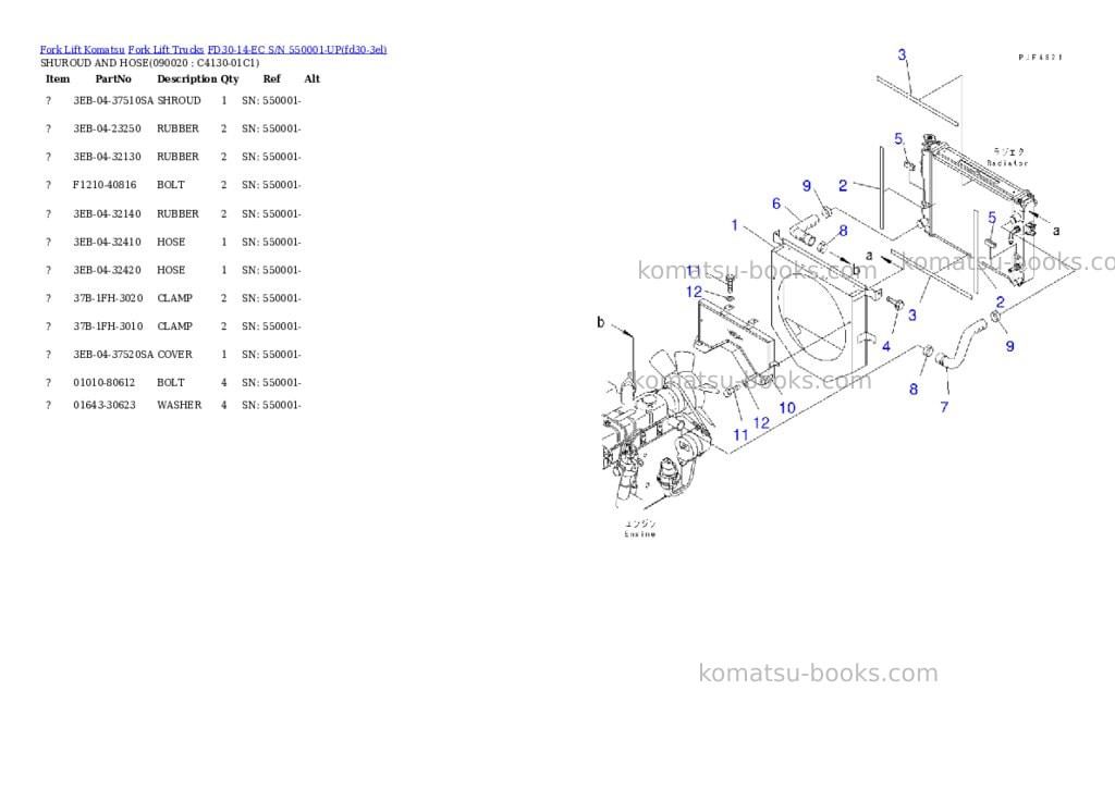 Komatsu FD30-14-EC S/N 550001-UP Parts catalog cover Page 8 Komatsu FD30-14-EC S/N 550001-UP Parts catalog cover Page 8