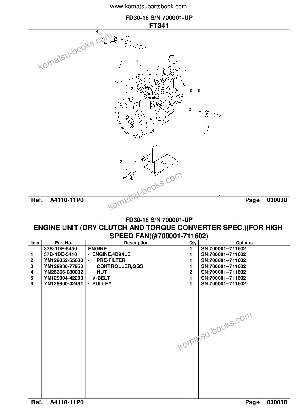 Komatsu FD30-16 S/N 700001-UP Parts catalog cover Page 5 Komatsu FD30-16 S/N 700001-UP Parts catalog cover Page 5