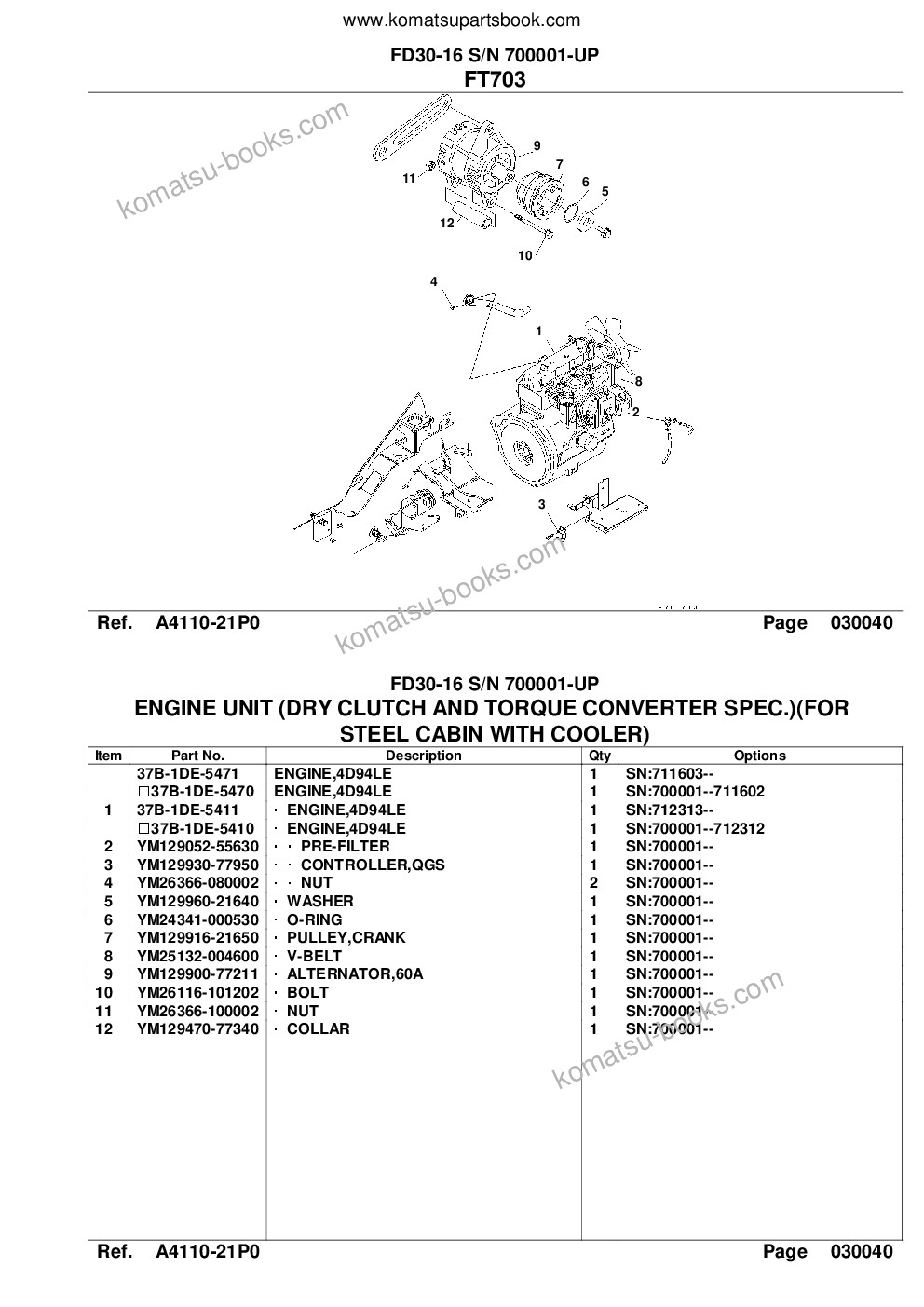 Komatsu FD30-16 S/N 700001-UP Parts catalog cover Page 6 Komatsu FD30-16 S/N 700001-UP Parts catalog cover Page 6
