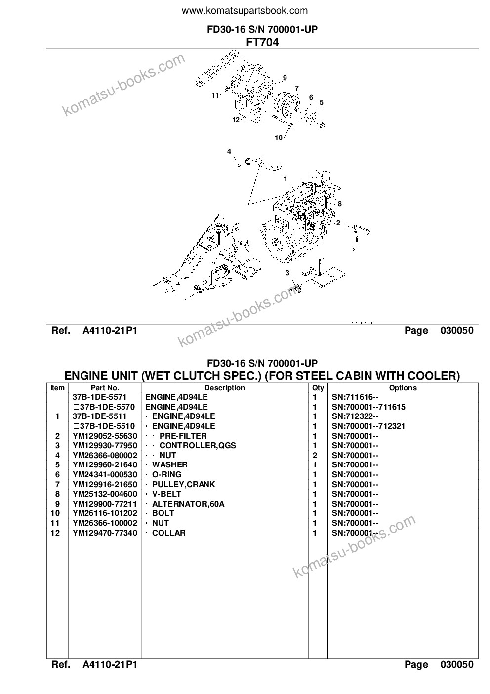 Komatsu FD30-16 S/N 700001-UP Parts catalog cover Page 7 Komatsu FD30-16 S/N 700001-UP Parts catalog cover Page 7
