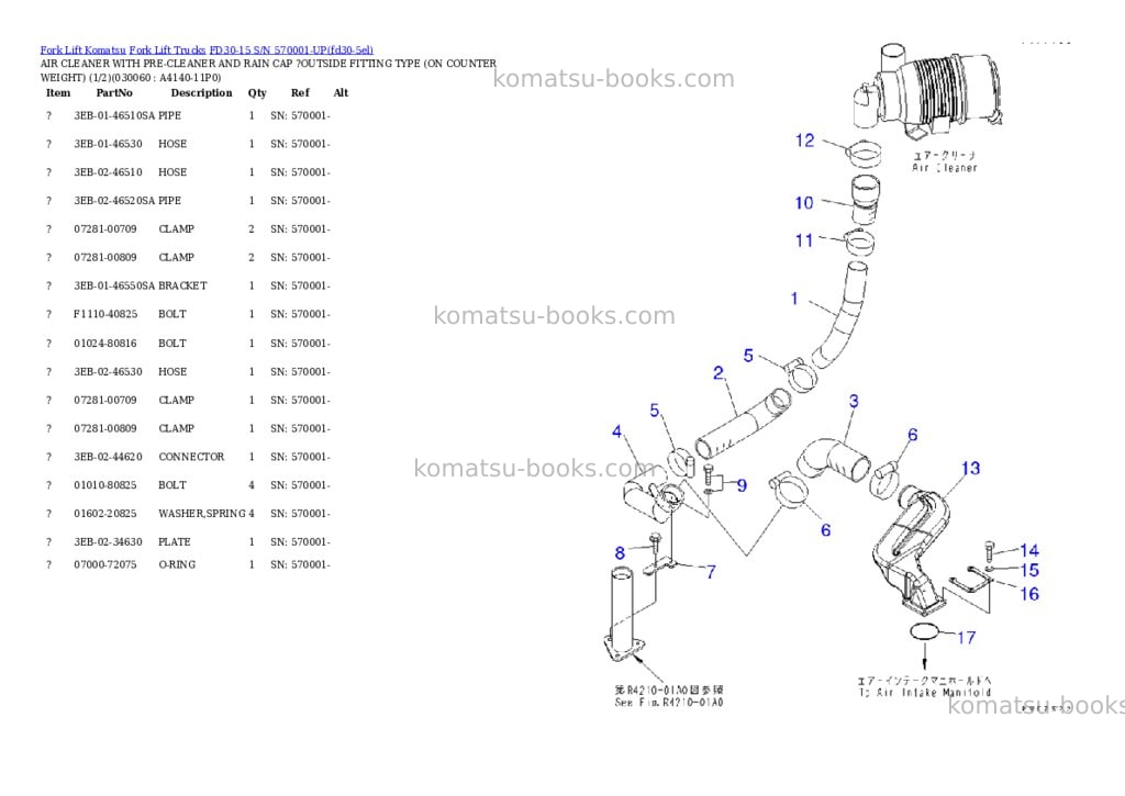Komatsu fd30-15 s/n 570001-up Parts catalog cover Page 5 Komatsu fd30-15 s/n 570001-up Parts catalog cover Page 5